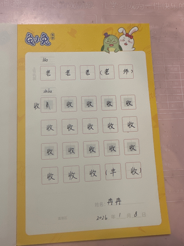龟小兔写字优秀作品展示：冉宝/三年级/练字1天